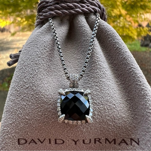 ❤️ David Yurman Chatelaine Pave Bezel Pendant Necklace - Picture 3 of 9